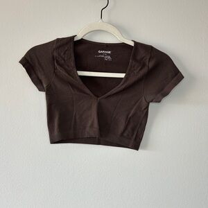 Garage Women's Brown Ribbed Crop Top